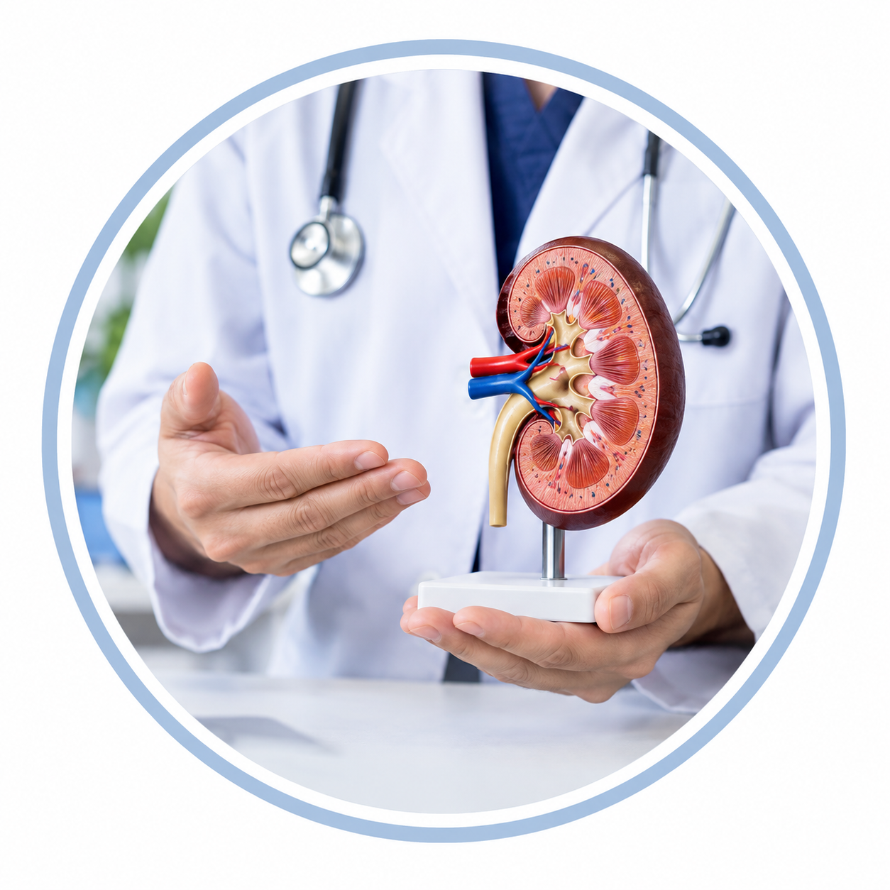 Kidney care illustration representing urological and andrological treatment
